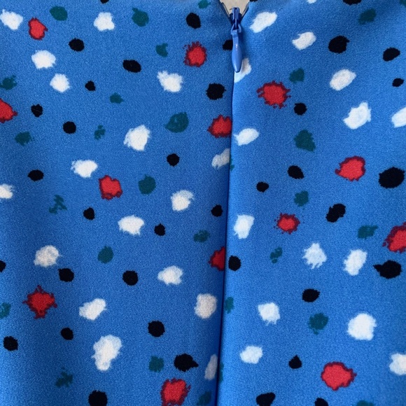 ISAAC MIZRAHI BLUE SHORT SLEEVE CONFETTI DRESS  RIBBON BELT - Picture 9 of 16